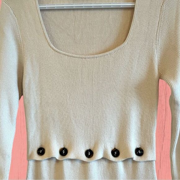 Zara midi ribbed cream knit dress - Picture 3 of 9